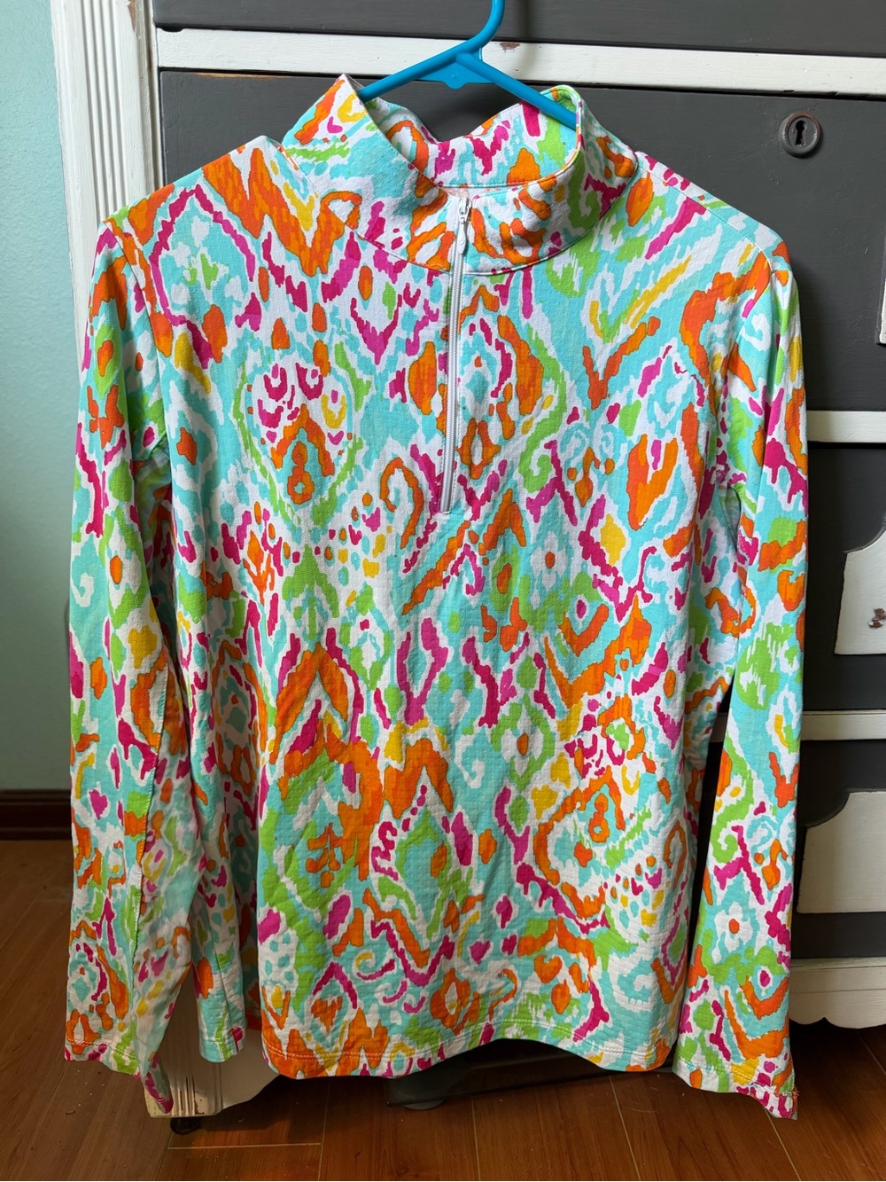 IBKUL Multi-Color Ikat Quarter-Zip Pullover